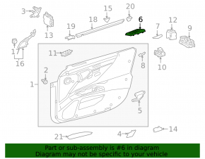 Front right window lift control trim for Lexus ES 22-25