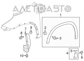 Front right mudguard for Toyota Highlander 14-19