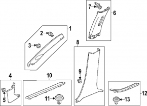 Center pillar trim lower right Honda CRV 23- black