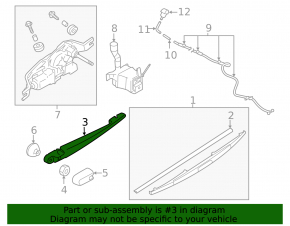 Rear wiper arm 5d Subaru Impreza 17-23