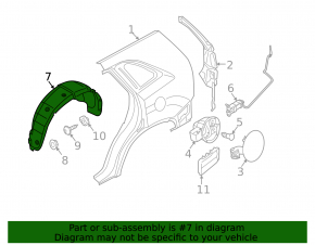 Rear left fender liner Kia Sorento 2014-2015 rest.