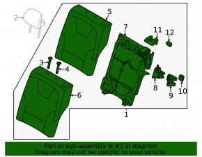 Rear seat backrest, 2nd row, left, Kia Niro 23-24 HEV, combined, black, dents