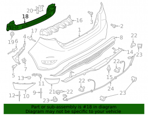 Rear Bumper Reinforcement Ford Fiesta 11-19 5d