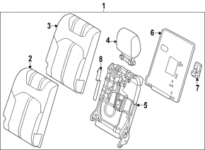 Backrest of the rear row of seats, 3rd row, right, Mazda CX-90 24-26, black leather, 60/40