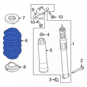 Rear left spring Ford Escape MK4 20-24 1.5T, 2.0T FWD