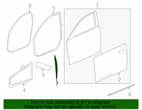 Door seal front left Cadillac CTS 14- front