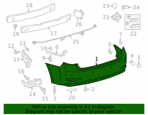 Bare rear bumper Lexus ES350 16-18 rest