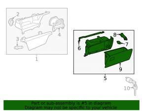 Glove box, glove compartment Toyota Sienna 15-20 lower part, brown