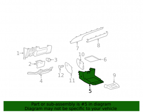 Central console under the dashboard, lower part, Toyota Sienna 11-14, beige, scratches, broken fastener
