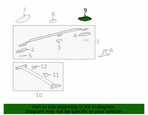 Black rear left roof rail cover for Toyota Land Cruiser 2008-2021