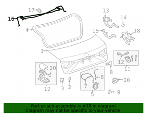 Left trunk lid hinge torsion bar for Lexus ES300h ES350 13-18