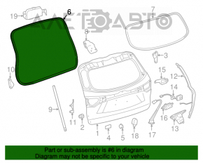 Rubber seal for the tailgate of a Toyota Highlander 14-19