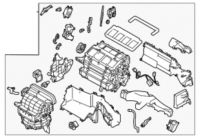 The bare heater housing of the Subaru Forester 2025-2026 air conditioning system.