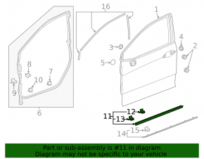 Front left lower door seal Honda Clarity 18-21 usa