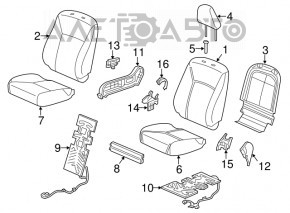 Honda Accord 13-15 passenger seat without airbag, beige velour