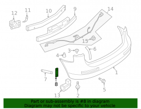 Upper right rear bumper mount Infiniti QX50 14-15