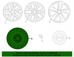 Spare tire space saver Nissan Rogue 21-23 R17 165/90 Japan built