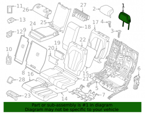 Rear left headrest, 2nd row, BMW X5 G05 24-26, brown leather, COGNAC