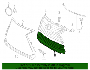 Front bumper grille Lexus RX350L RX450hL 18-19 for parking sensors and plugs