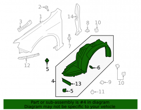 Front left fender liner for Subaru Impreza WRX GH 2008-2011