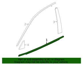 Molding door-glass center front left Acura TLX 20-25 Black