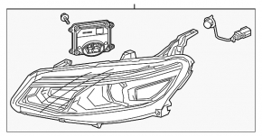 Headlight front right complete Chevrolet Malibu 19- LED