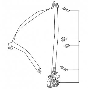 Driver's seat belt Mercedes W167 GLE 350 450 20-24 black, rusty squib, contact with water, deformed