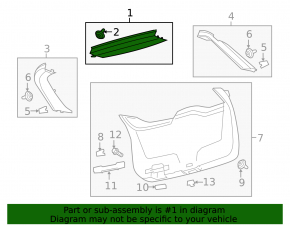 Upper center trunk door trim Ford Edge 15- black
