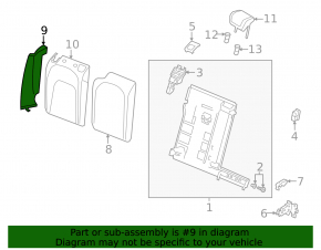 Right 2nd row seat side bolster for Audi E-Tron 19-23, black leather