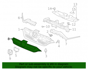 Radiator grill molding grill central Honda CRV 20-22