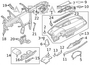 Torpedo front panel without AIRBAG Audi Q5 80A 21-24 black