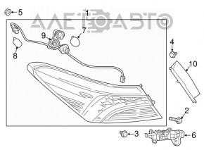 Right outer fender light for Toyota Camry v70 18-24 halogen, light