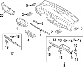 Front panel trim lower Kia Forte 19-21 black without backlight under start-stop