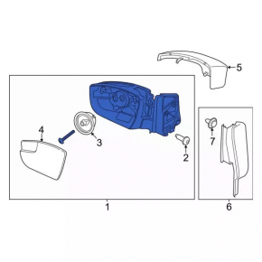 Left side mirror assembly for Ford Escape MK3 2017-2019, 5-pin, heated, white