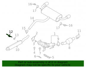 Lincoln Corsair 20-26 center muffler bracket with rubber