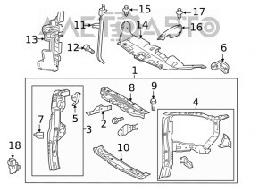 Left radiator deflector Toyota Highlander 14-16 2.7, 3.5