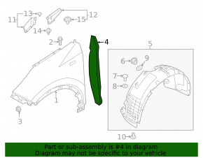 Left door-wing seal for Kia Sportage 17-22