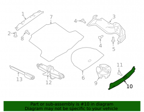 Nissan Maxima A36 16 trunk opening trim - black, scuffs
