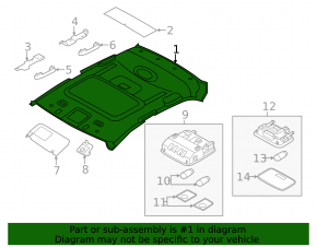 Headlining Hyundai Elantra UD 11-13 pre-rest under hatch ser