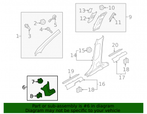 Kia Sorento 21-25 HEV, PHEV black lower left front pillar trim