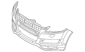 Bare front bumper for Audi Q7 4L 10-15 with parking sensors and headlight washers, S-line