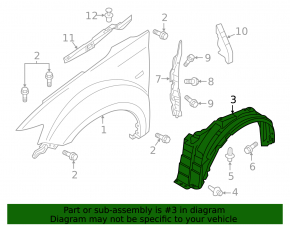 Front left fender liner Mitsubishi Outlander 14-14 ES, GT, SE
