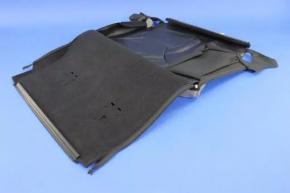Left rear seat back for Jeep Cherokee KL 19-23, black leather, perforated, with armrest, dented, scratches, needs cleaning, belt mount is cracked