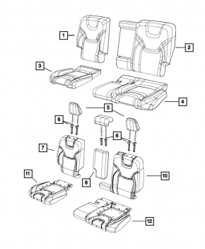 Left rear seat back for Jeep Cherokee KL 19-23, black leather, perforated, with armrest, dented, scratches, needs cleaning, belt mount is cracked