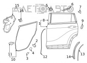 Rear left door panel Toyota Highlander 20-
