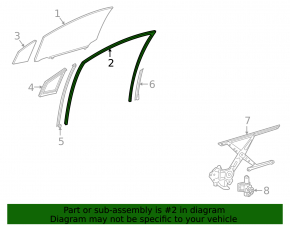 Glass seal front left Toyota Prius 50 16-22
