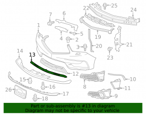 Molding front bumper central Acura MDX 17-20 rest chrome