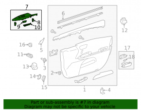 Front left window lift control trim Toyota Avalon 13-18 with backlight, scratches on chrome
