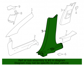 Chevrolet Equinox EV 24-26 lower left center pillar trim, black, worn