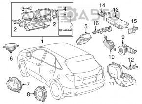 Lexus RX350 RX450h 16-22 Front Left Door Speaker